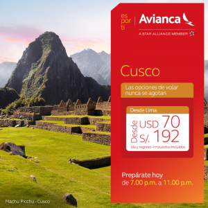 Avianca  Lima a Cusco con tarifas exclusivas