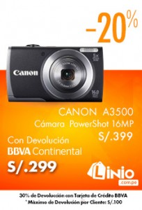Canon – Cámara Digital Powershot A2500 Negro16MP 5x