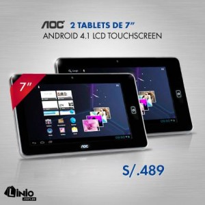 Linio  2 Tablets AOC de 7” con Android 4.1 LCD y memoria interna de 8 GB a solo S/. 489