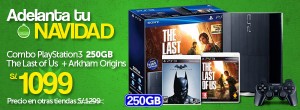 Combo PlayStation 3 de  250GB + 2 Videojuegos a S/.1099