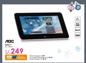 Tienda Paris Tablet AOC a sólo S/. 249