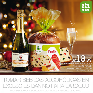 Tottus Paneton bolsa cristal x 900 gr + Espumante primado Santiago Queirolo