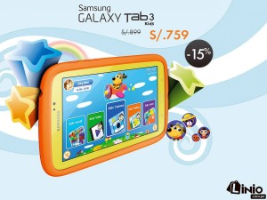 Tablet Samsung Galaxy Tab 3 de 7.0” Kids Wi-Fi con Android 4.1 y con 8GB de almacenamiento a solo S/. 759