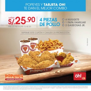 Plaza Vea – Combo doble en POPEYES a sólo S/. 25.90