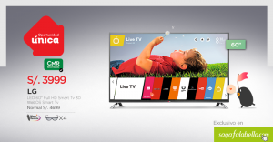 Saga Falabella – Smart TV 60” LG a solo S/.3,999