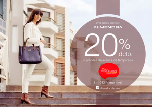 20% de descuento en prendas ALMENDRA por inauguración