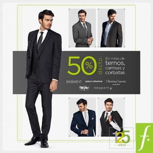 50% de descuento en ternos, camisas y corbatas