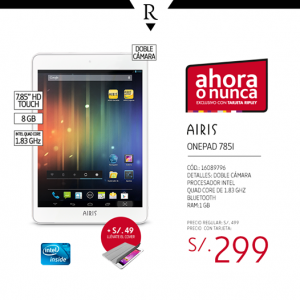 Tablet Airis a sólo S/. 299