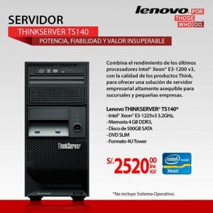 Servidor Lenovo ThinkServer TS140 a sólo S/.2520