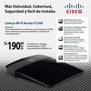 Router Linksys de Cisco Connect E1200 a sólo S/.190