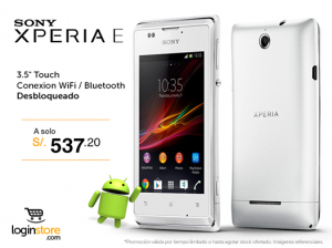 Sony Xperia E a sólo S/. 537.20