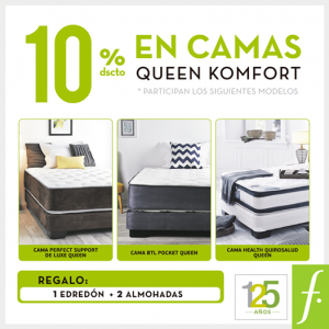 10% de descuento en camas Queen Komfort