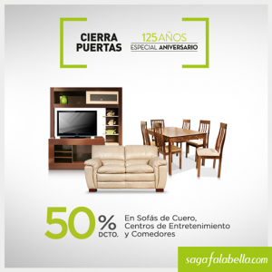 50% de descuento en sofás de cuero, centros de entrenimiento y comedores