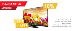 LG Plasma TV 60″ a sólo S/.1899