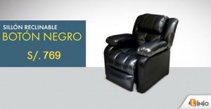 Sillón reclinable Botón Negro a sólo S/.769