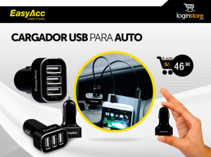 Cargador Usb portátil para auto a sólo S/. 46.90