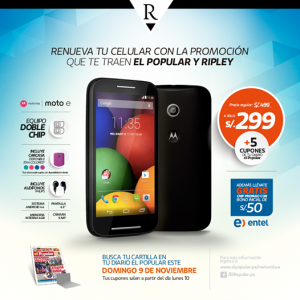 Motorola E a sólo S/. 299.00