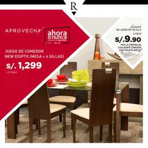 Juego de comedor a sólo S/. 1299.00