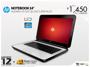 Notebook HP a sólo S/. 1450.00