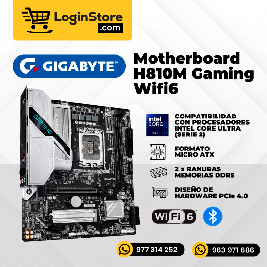 Motherboard Gigabyte H810M Gaming Wifi6, Chipset Intel H810, Lga 1851, Micro-Atx