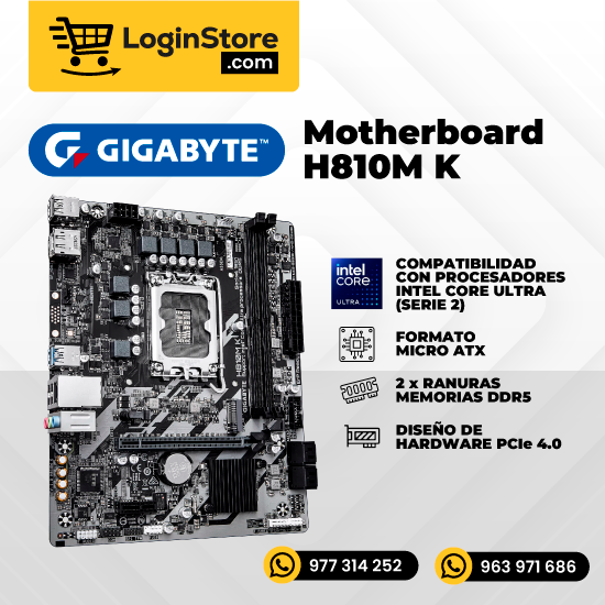 Motherboard Gigabyte H810M K, Chipset Intel H810, Lga 1851, Micro-Atx