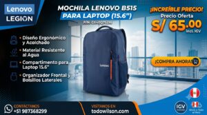 Mochila Lenovo B515 Para Laptop De Hasta 15.6″, Color Azul