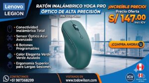 Mouse Lenovo Yoga Pro, Interfaz Sensor óptico Azul Inalámbrico, 6 Botones, Verde Azulado